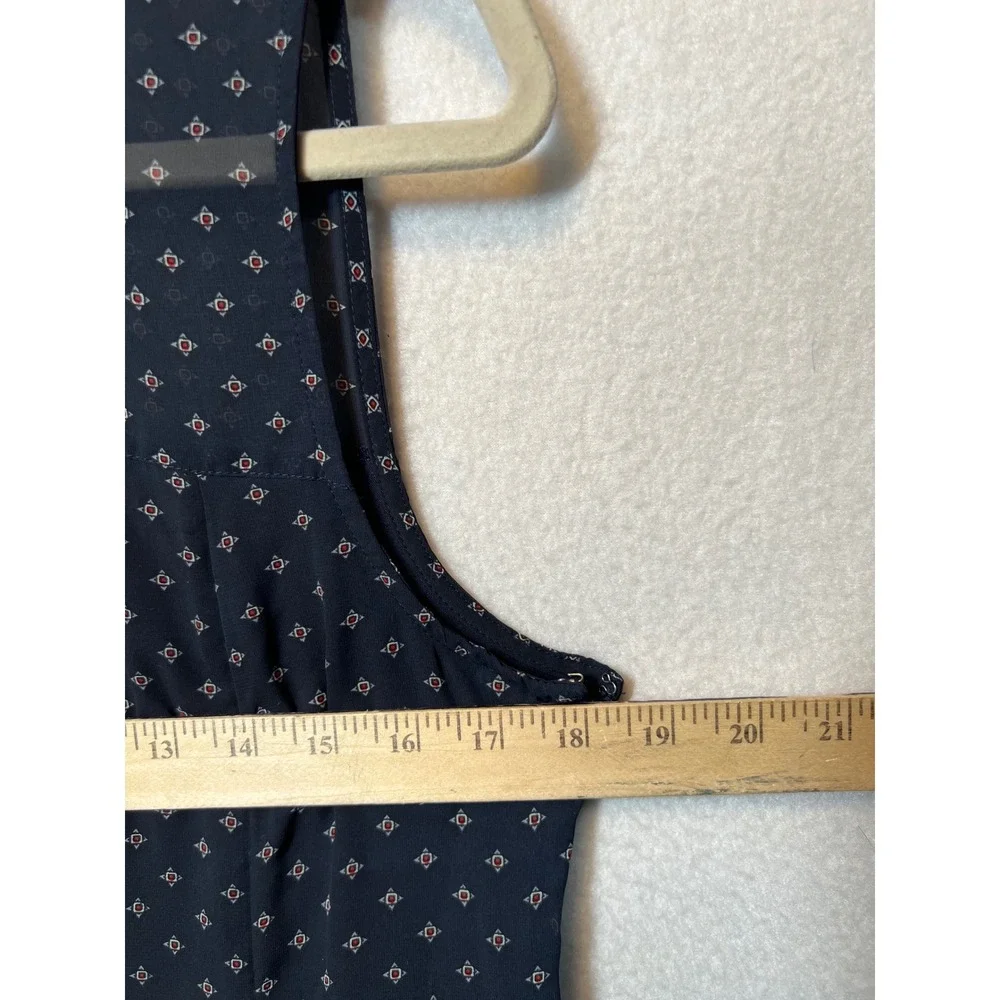 Abercrombie & Fitch Dress Size 10 Blue Sheer Sleeveless Houndstooth‎ Hem